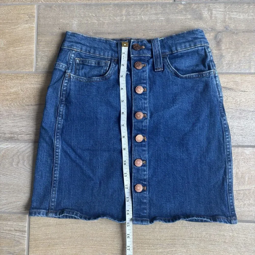 Madewell Denim Mini Skirt Womens‎ 23 Blue Button Front High Waisted A-Line